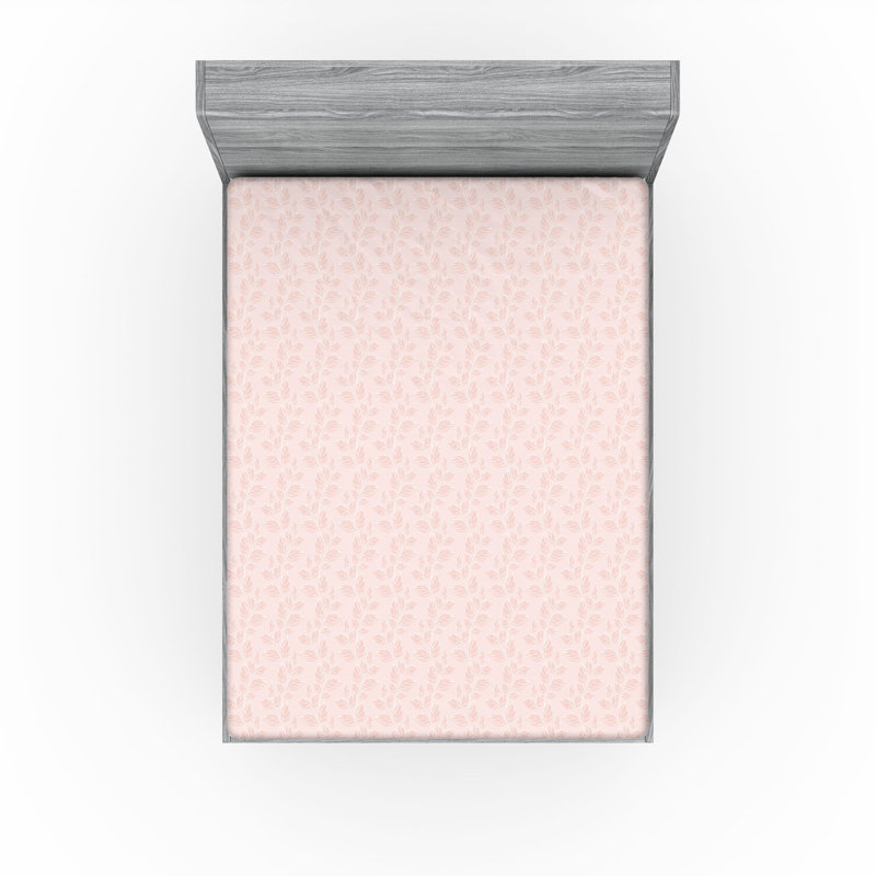 Ambesonne Fitted Sheet, Pale Pink White Floral, Full Fitted Sheet