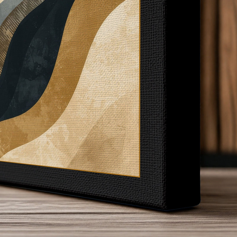 Earthen Waves Abstract - Wrapped Canvas, 36x24 - 91.4 x 61.0 cm, Black Border