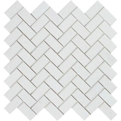 Carreau de mosaïque mural à chevron en marbre 1 po x 2 po