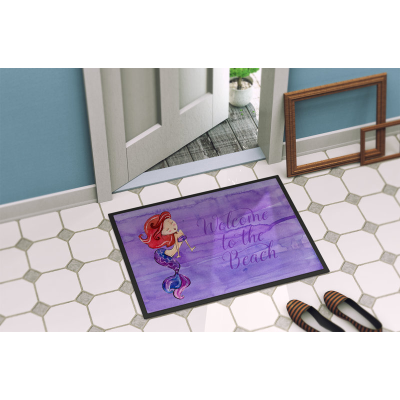 Tapis de porte pour l’extérieur antidérapant sirène welcome, Rectangulaire : 18 po x 27 po