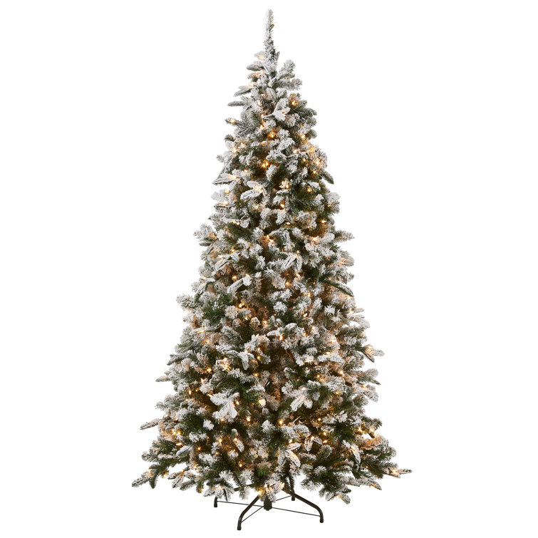 Ardrie Artificial Fir Flocked/7.5 Ft Frosted Christmas Tree with Lights