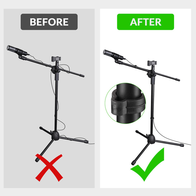 Pied de micro trépied à hauteur réglable Yescom avec bras articulé et pince double pour micro, rotation à 90° et pliable, idéal pour les diffusions en direct et les scènes.