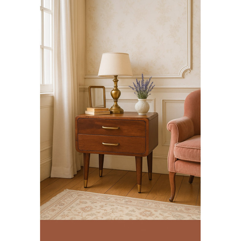 45cm W Solid Wood Bedside Table
