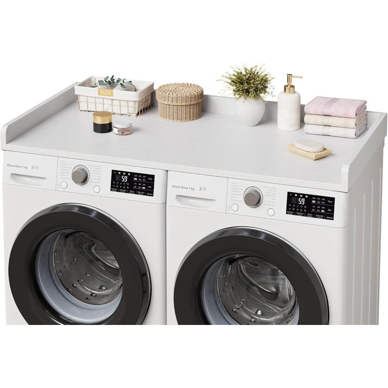 Laveuse, sécheuse et comptoir 54 po. X 27,5 po. Blanc avec rebord et patin antidérapant, Blanc