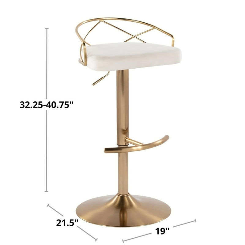 Tabouret de bar réglable avec pivot en métal chromé et similicuir avec repose-pieds arrondi en T - ensemble de 2