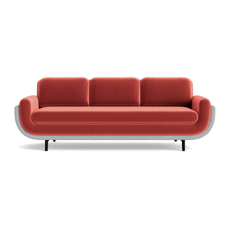 Regatta 90 Sofa, Performance Velvet-Sienna/Textured Weave-Sky Blue, Black