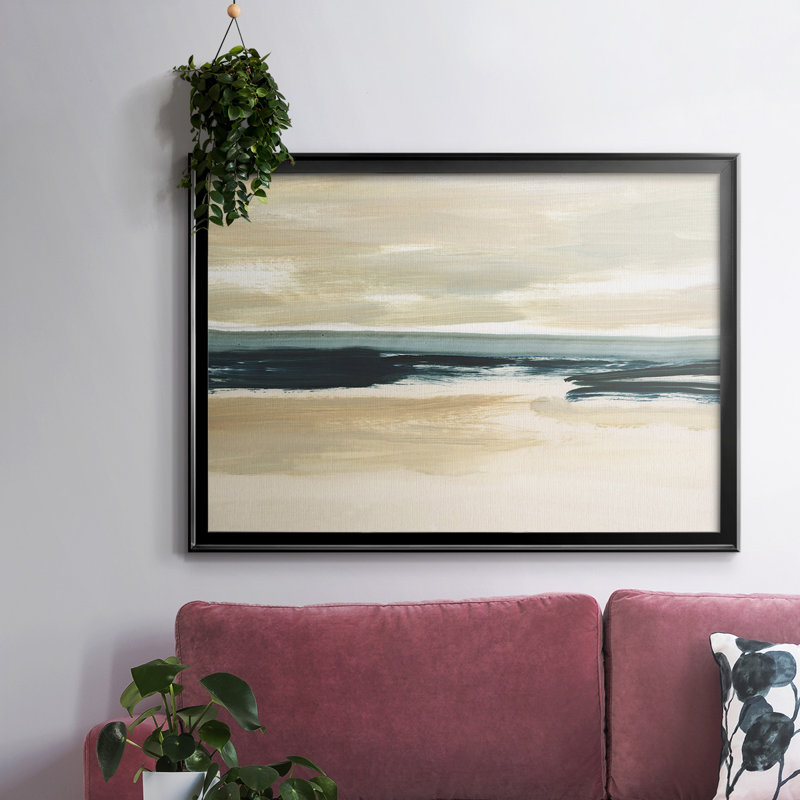 «Sand & Sea», toile tendue avec châssis en I, H 30 po x l 44 po x P 1,5 po, Noir