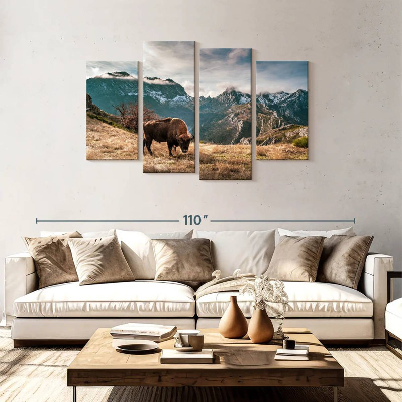 Brampt Bison By The Mountains, 48" H x 75" W