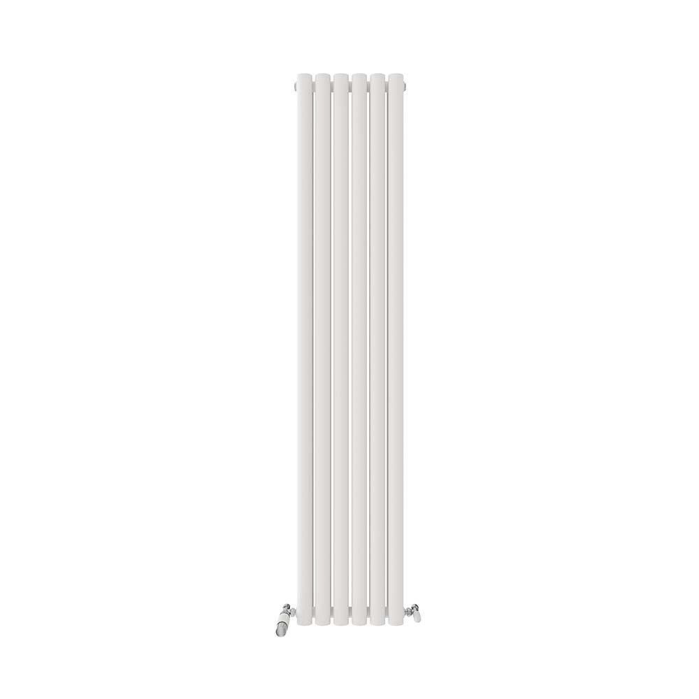 iBathUK Princia Vertical Double Oval Panel Radiator Angled Valve