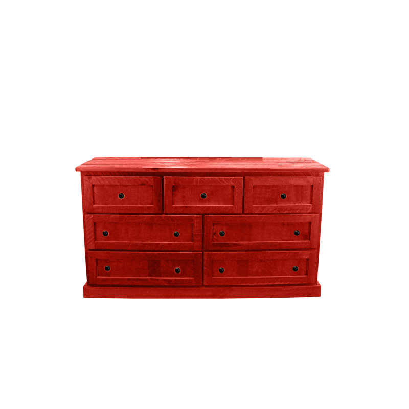 Commode 7 tiroirs Rustic, Rouge persimmon