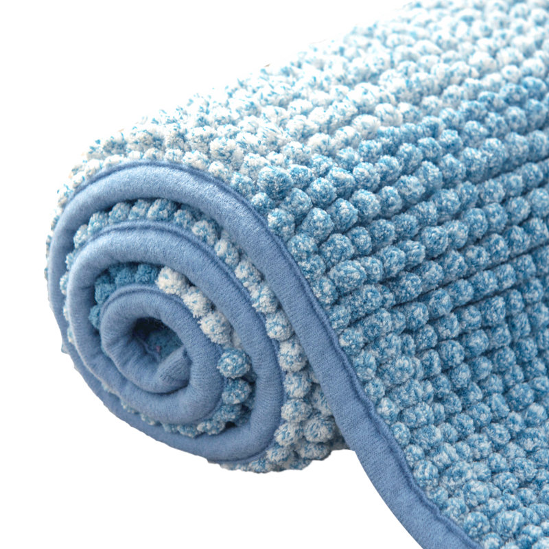 Tapis pour salle de bain Mersin, L 16 po x L 24 po, Bleu pierre