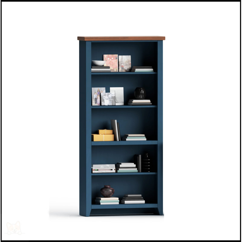 Columbia Bookcase, No Assembly Required, (5 Shelves) 72"H x 34"W x 11"D, Blue
