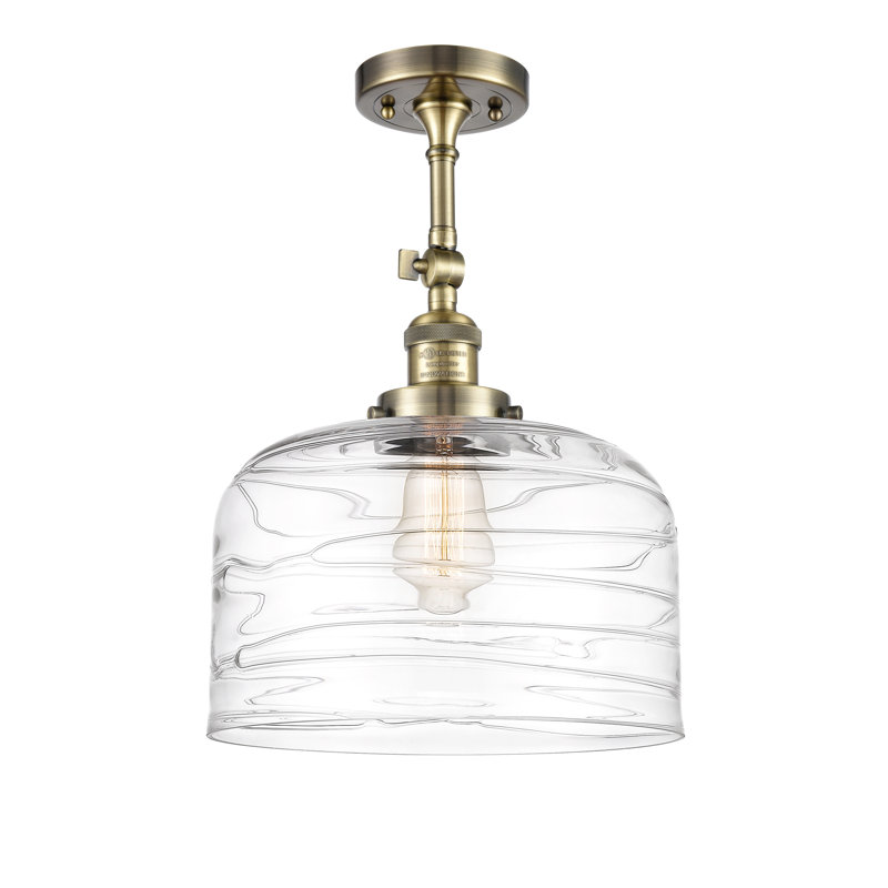 Areyana Glass Semi Flush Mount, Antique Brass, No Bulb Included