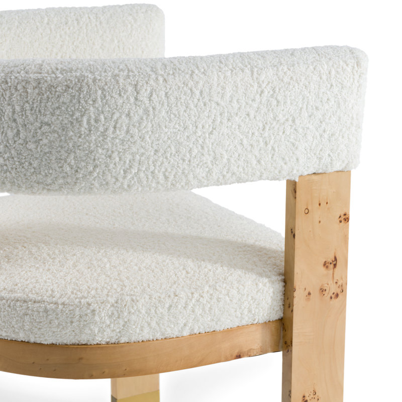 Fahrin - Chaise de salle à manger moderne en tissu crème et en loupe