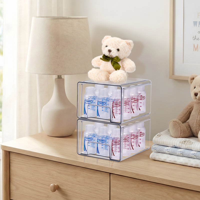  Étui de rangement transparent avec poignées - pour salle de bain, garde-robe, garde-manger, armoire, pharmacie et rangement pour biberons, grand paquet de 2