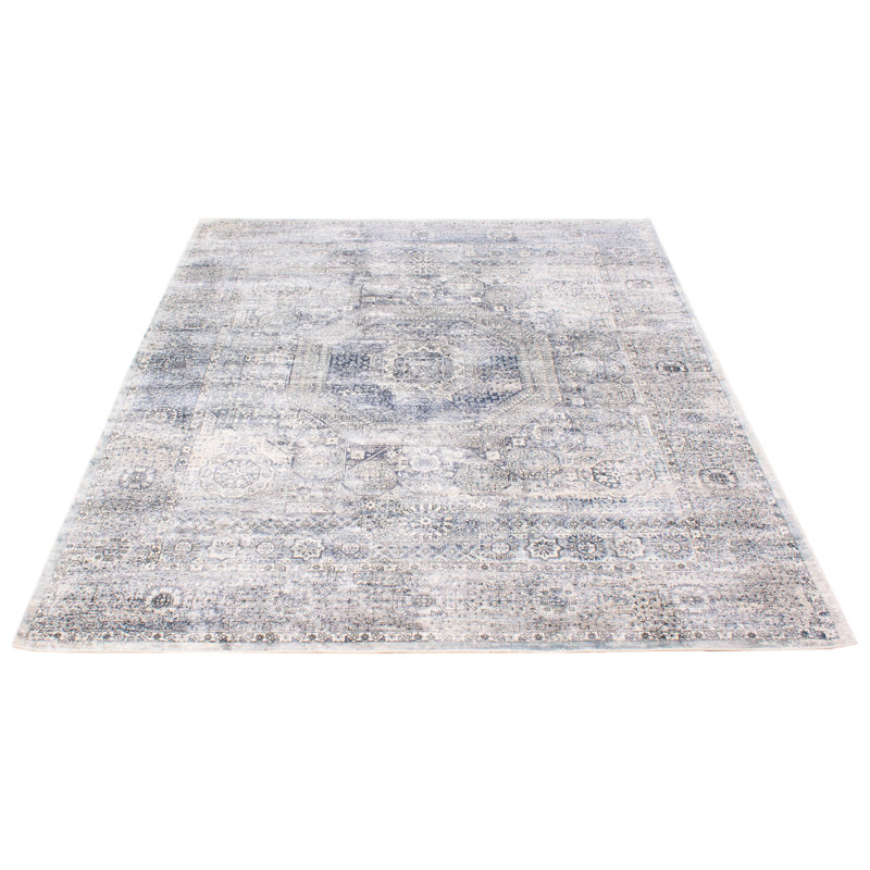 Tapis bleu ardoise nouvel âge 7 pi 9 po x 9 pi 9 po One-of-a-Kind