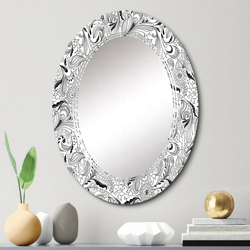 Monochrome Shapes II - Miroir mural à motif ovale, 30 po x 20 po
