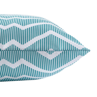 Aqua Zigzag Outdoor Square Toss Cushion