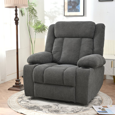 Fauteuil inclinable électrique pour personnes âgées, fauteuils releveurs en tissu pour le salon avec repose-pieds allongé, canapé simple classique, siège de cinéma maison avec 2 porte-gobelets, poches latérales, télécommande