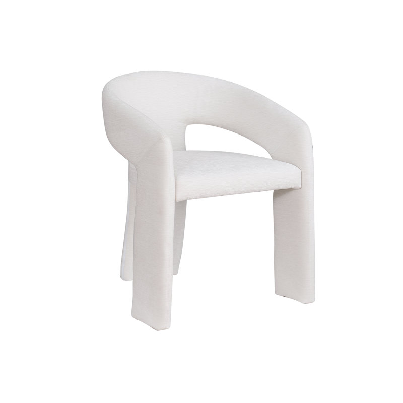 Chaise de salle à manger avec accoudoirs à dossier rembourré Jacarious, Crème, crème