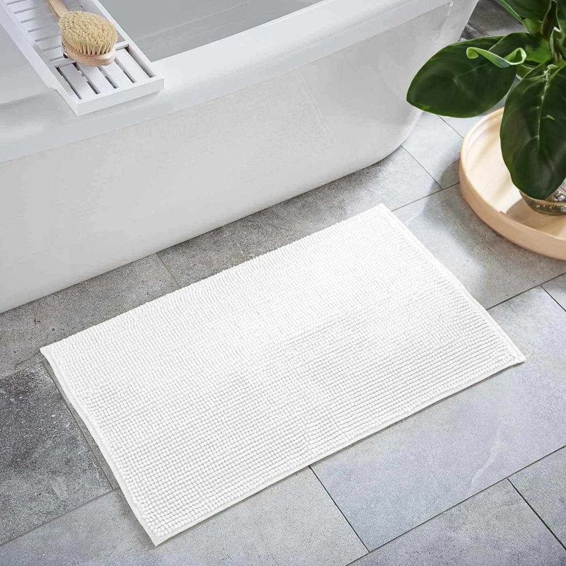 Efrin Microfiber Bath Mat, 24" W x 36" L, White