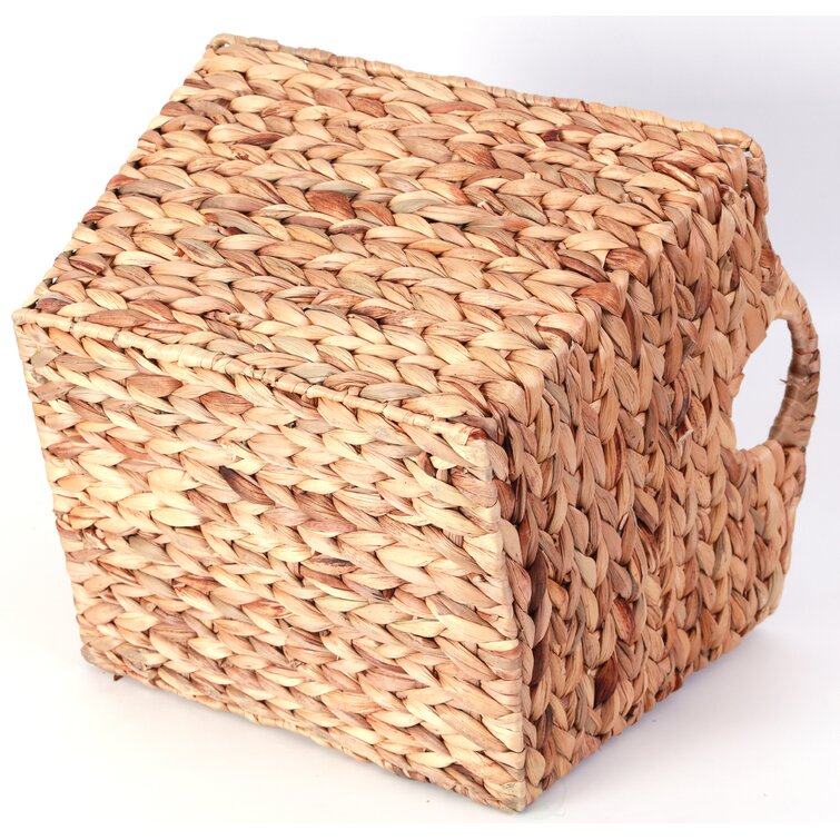 Natural Water Hyacinth Rectangular Wicker Basket Highland Dunes