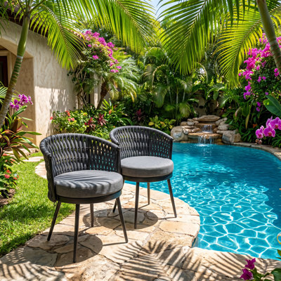 Christopher Knight Home 23.6 W x 23 D x 29.1 H Metal and Handwoven Rope Stackable Patio Dining Chair (Set of 2)