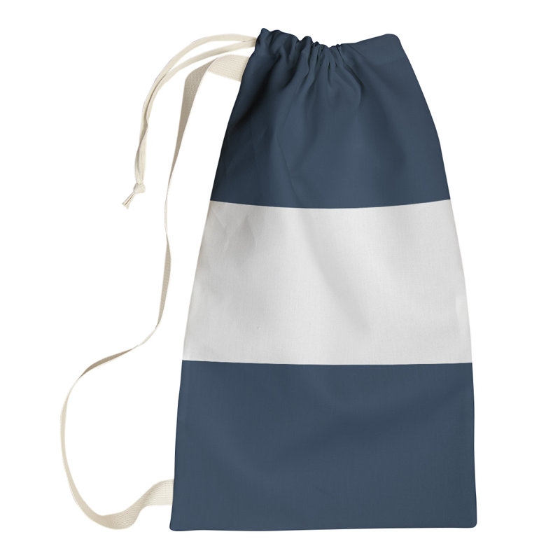 Laundry Hamper with Handles, Small (29" H x 18" W), Navy/White