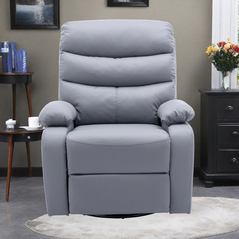 Aabid Portuondo Faux Leather Recliner, Light Gray