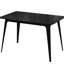 Table de salle à manger Mid-Century moderne en bois d'hévéa avec pieds noirs, plateau en faux grain de bois riche, taille idéale l 46,76 po x P 28,9 po, limite de poids de 250 lb, cadre rectangulaire à installation rapide, bords arrondis lisses, plateau