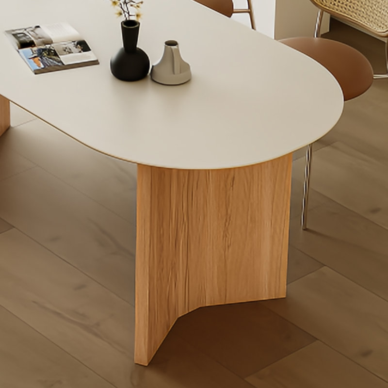 Modern minimalist oval dining table, 29.53 x 62.99"L x 31.5"W