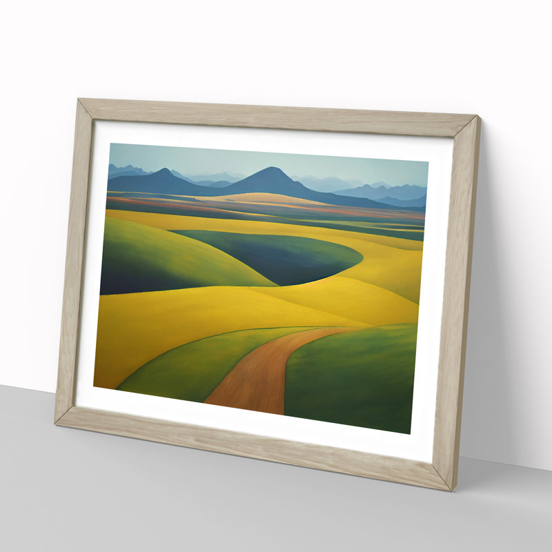 Spring Meadow Landscape View Vol.4 - Single Picture Frame Print, Oak, 25cm H x 34cm W x 2cm D