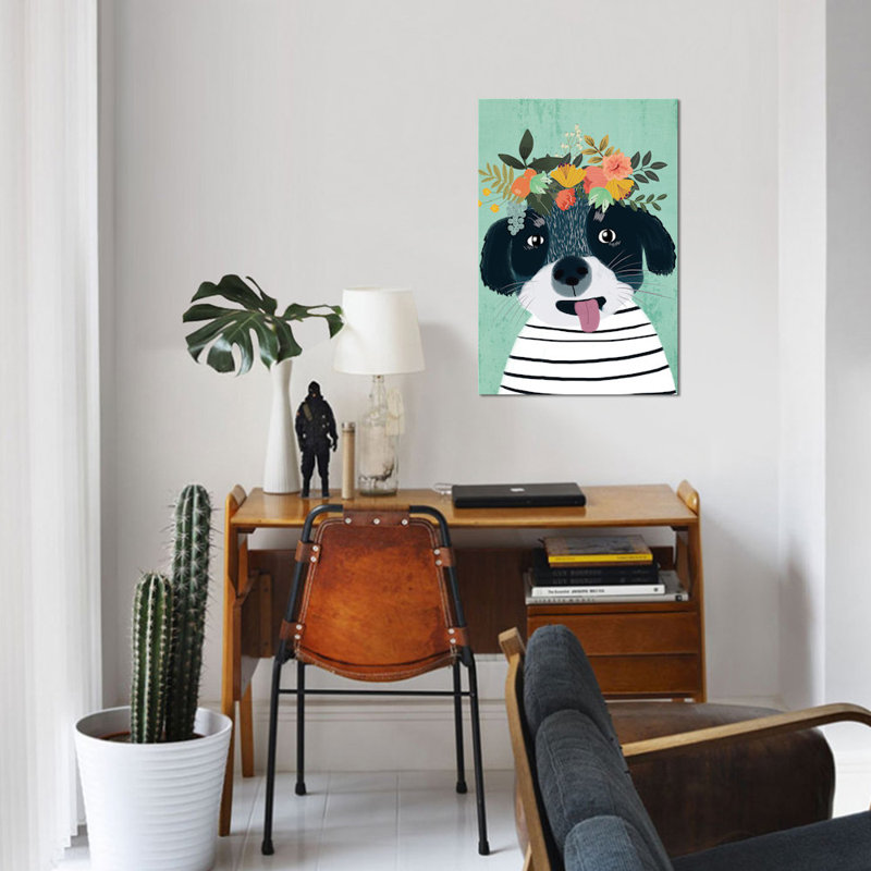 «Puppy», impression sur toile, H 26 po x l 18 po x P 1,5 po, Pas de tapis, Toile tendue