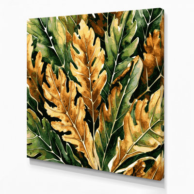 Botanical Walnut Leaves Green Canvas Wall Art