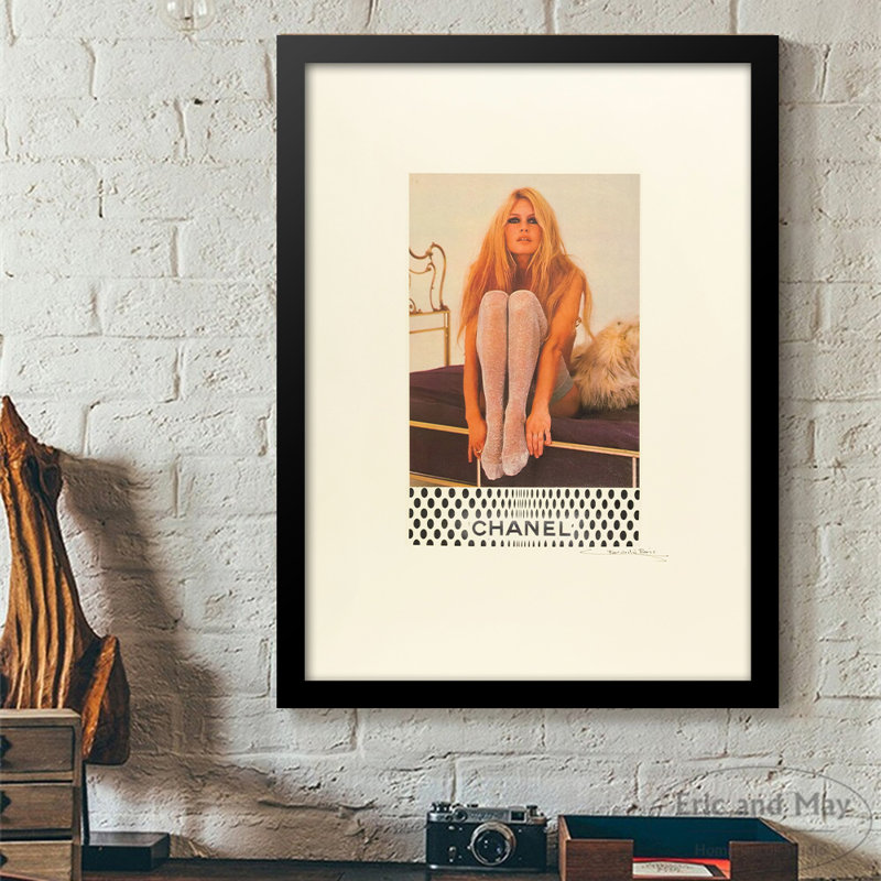 Brigitte Bardot, reproduction de mode rétro encadrée