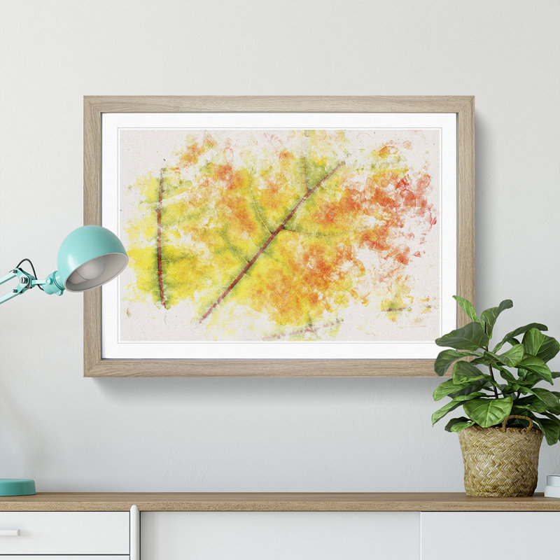 The Leaf of a Sycamore Tree - Picture Frame Painting Print, 45cm H x 63cm W x 2cm D, Oak Framed