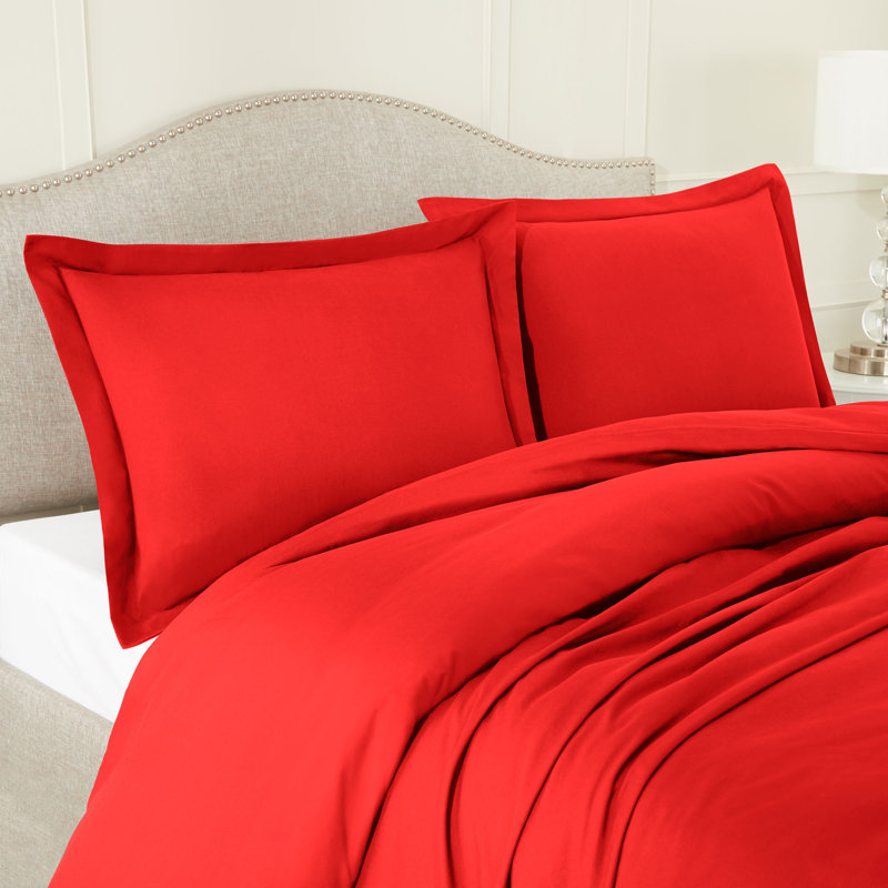  Ensemble de housse de couette ultra-doux, Rouge cerise, Housse de couette très grand californien et 2 tai