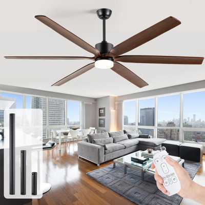 Ventilateur de plafond avec lumière DEL, télécommande, moteur réversible, 5 températures de couleur, pales en bois massif