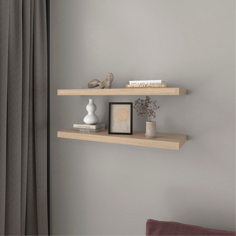 Floating Shelf Dallas, Living Room, Light Pine, Light Beige