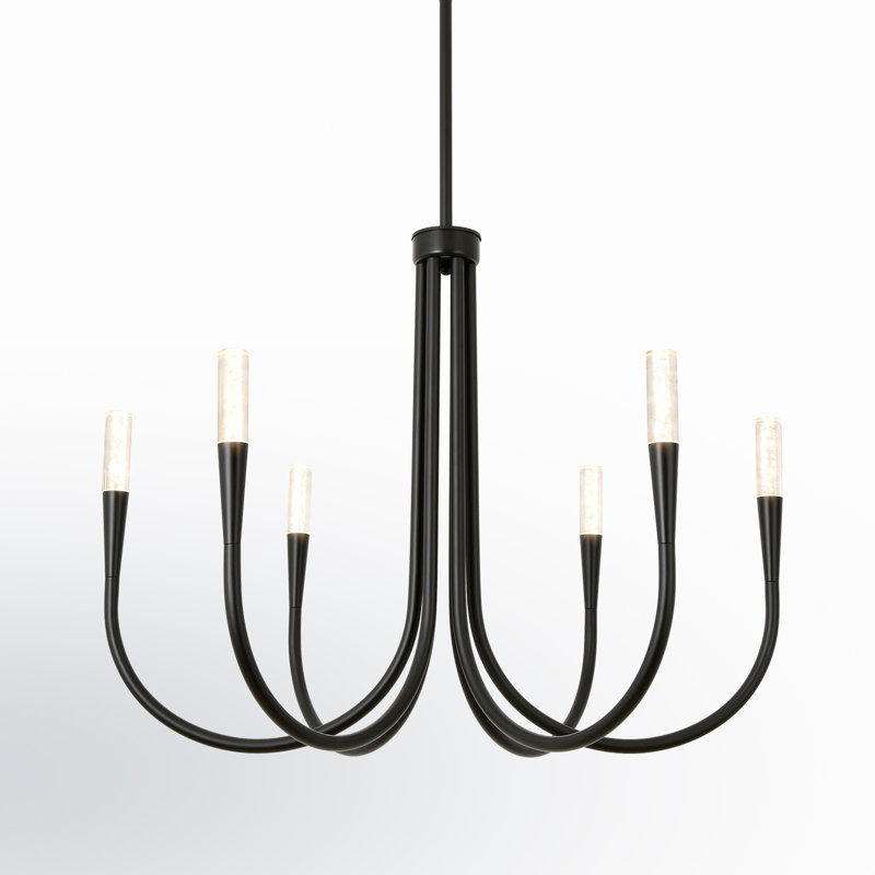 6-Light Candle Style LED Chandelier, Matte Black