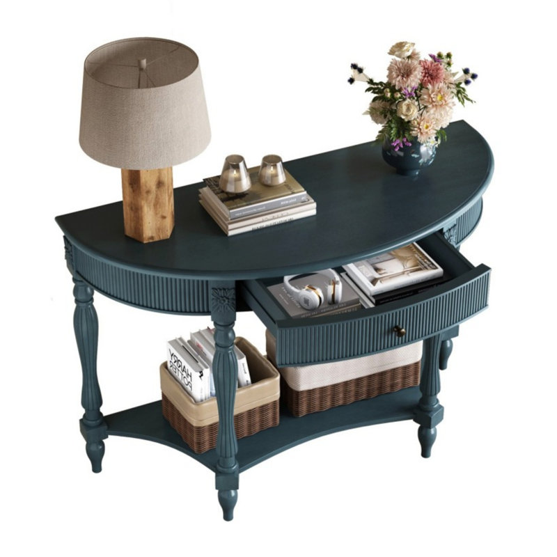 Console de 45 po en demi-lune Farmhouse, Antique Blue