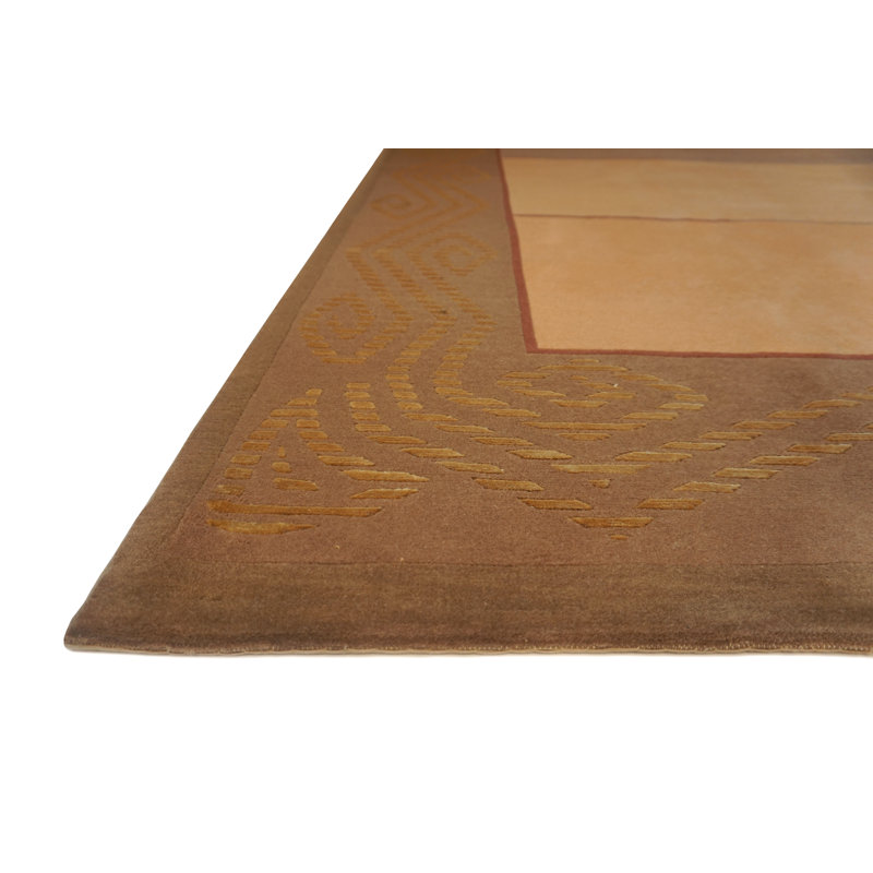 Presidential Hand Knotted Striped Area Rug in Peach/Beige, Rectangle 4' x 6'