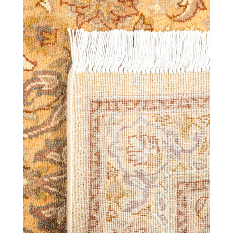Handmade Yellow Wool Traditional Runner Rug