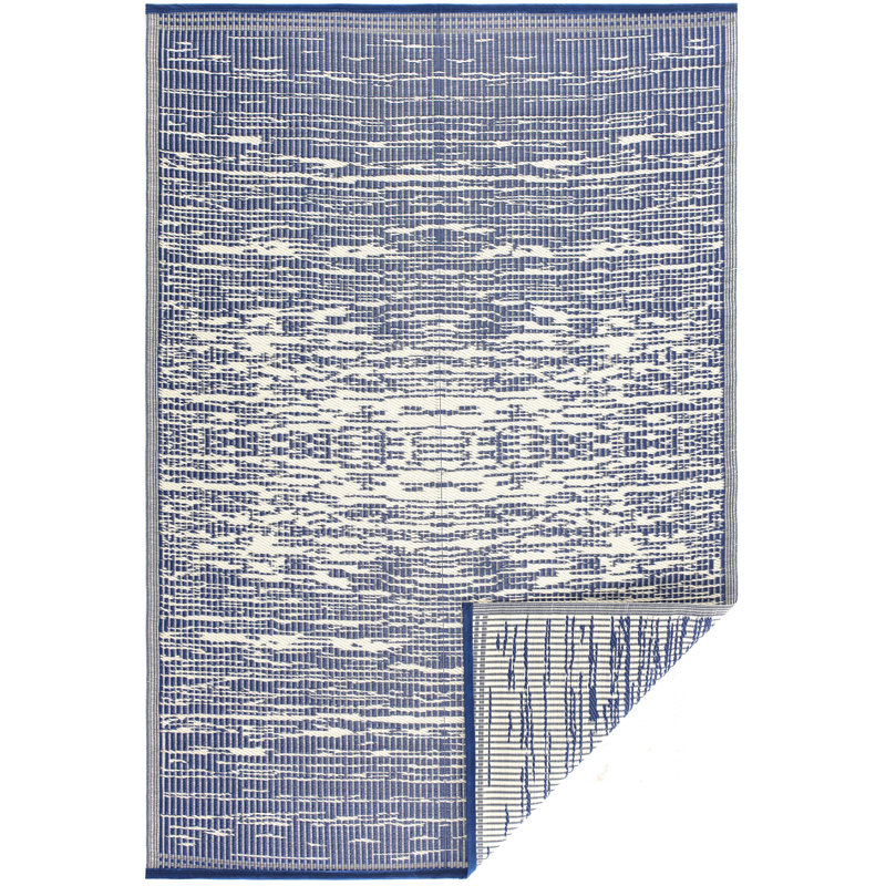 Tapis d'extérieur abstrait réversible bleu Aldo, Rectangle 8 pi 2 po x 10 pi