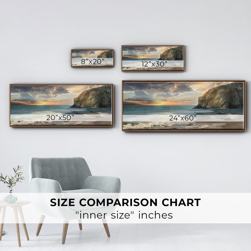 Private Cove- Framed Canvas, 20" H x 50" W