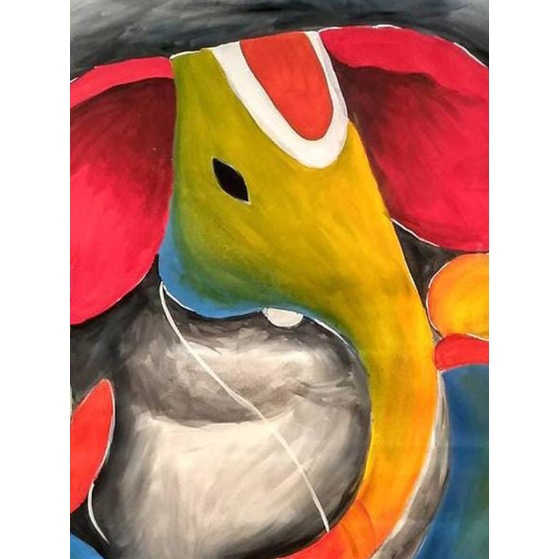 Ganesha coloré | Peinture acrylique sur toile | Par Suma Vivek