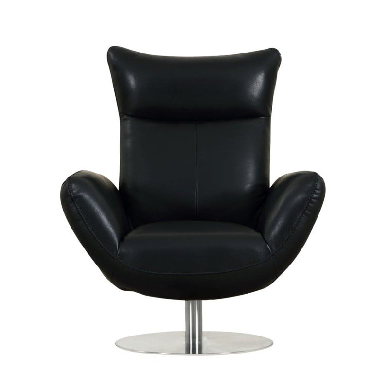 Chaise rembourrée en cuir italien moderne, Noir