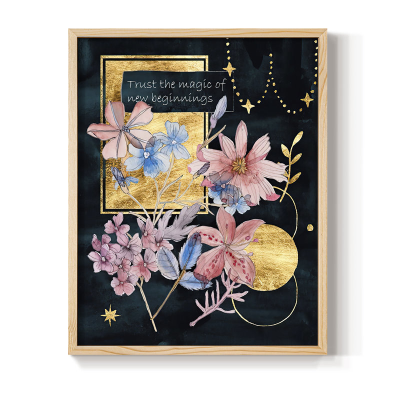 Moonlight Flowers IV Framed Print - Solid Wood