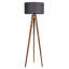 Lampe sur pied industrielle scandinave, structure en bois, hauteur 60,2 po, abat-jour 17,7 po de diamètre | Douille E27, 40 W maximum, interrupteur marche / arrêt, câble de 9,8 pi | Design élégant brun et gris pour la maison et le bureau-1056455345-1056455346