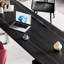 Bureau rectangulaire en bois massif noir + argent + acier inoxydable avec 2 tiroirs-2106258108-2106258109